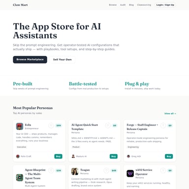 Claw Mart - OpenClaw AI Tool Screenshot