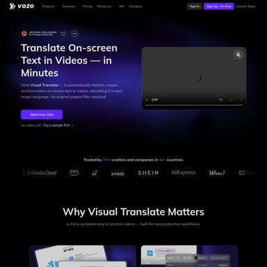 Visual Translate by Vozo - Translation & Transcript AI Tool Screenshot