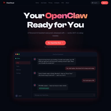 ClawCloud - OpenClaw AI Tool Screenshot