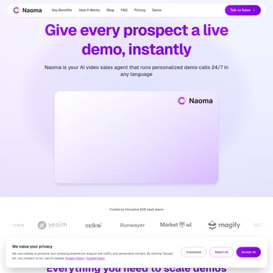 Naoma AI Demo Agent - Sales & Marketing AI Tool Screenshot