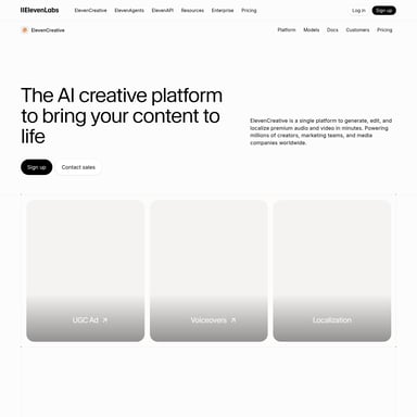 ElevenCreative by ElevenLabs - Kreativ-Toolkit AI Tool Screenshot