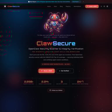 ClawSecure - 编程&IT AI Tool Screenshot