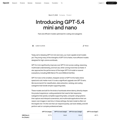 GPT‑5.4 mini and nano - Code & IT AI Tool Screenshot