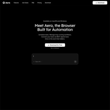 Aera Browser - Organization & Automation AI Tool Screenshot