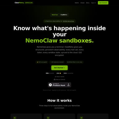 ClawMetry for NVIDIA NemoClaw - OpenClaw AI Tool Screenshot