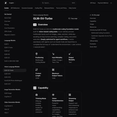 GLM-5V-Turbo - Code et IT AI Tool Screenshot