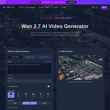 Wan 2.7 - Video AI Tool Screenshot