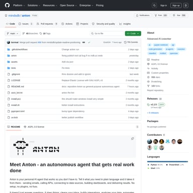 MindsDB Anton - Organization & Automation AI Tool Screenshot