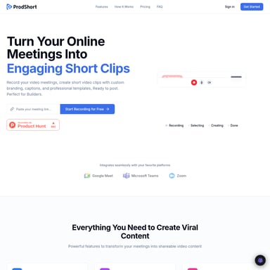 ProdShort - Video AI Tool Screenshot