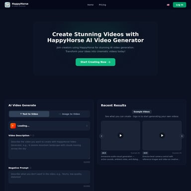HappyHorse - Vidéo AI Tool Screenshot