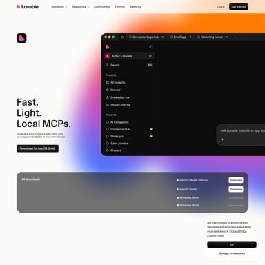 Lovable Desktop App - Código e IT AI Tool Screenshot