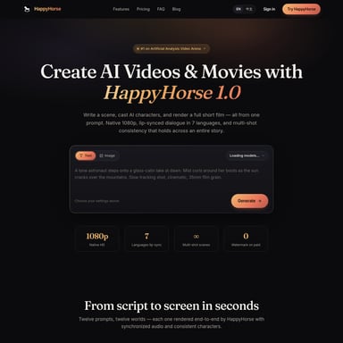 HappyHorse Video - Video AI Tool Screenshot