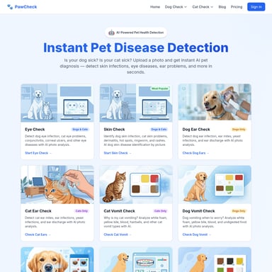 PawCheck Online - Medycyna AI Tool Screenshot