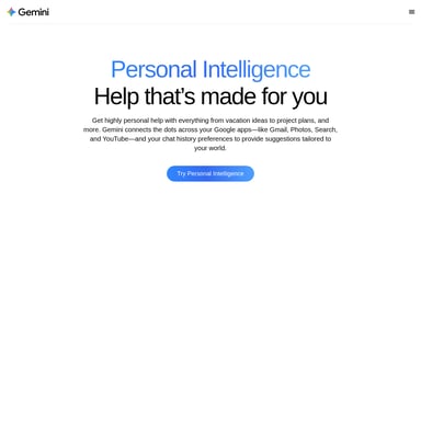 Gemini Personal Intelligence - 챗봇 AI Tool Screenshot