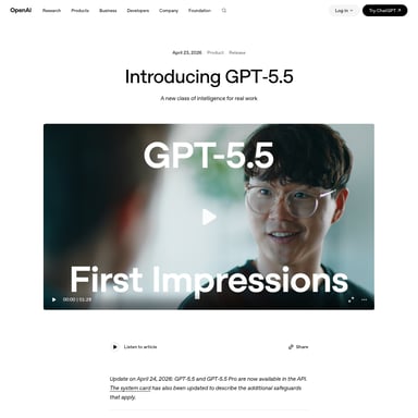 GPT-5.5 by OpenAI - Chat Bot AI Tool Screenshot