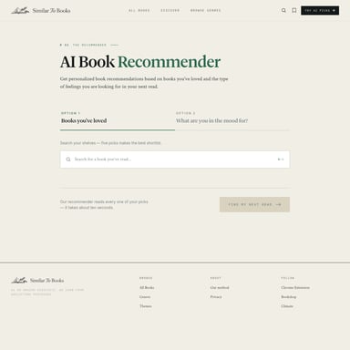 Similar To - AI Book Recommender - Ideeëngeneratie AI Tool Screenshot