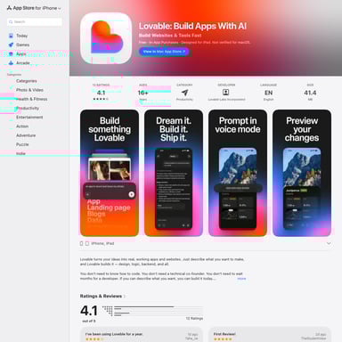 Lovable mobile app - Code & IT AI Tool Screenshot