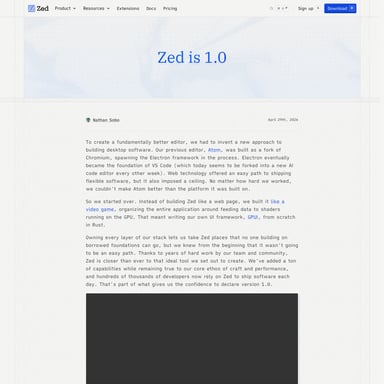 Zed 1.0 - Code & IT AI Tool Screenshot