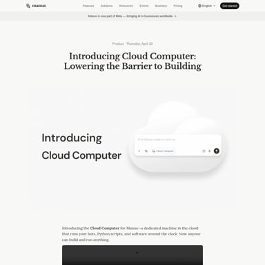 Cloud Computer by Manus - Código e IT AI Tool Screenshot