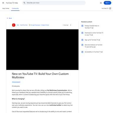 YouTube TV Custom Multiview - Video AI Tool Screenshot