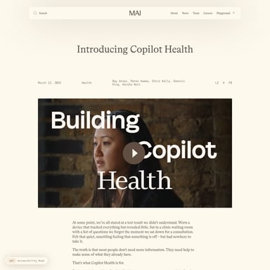 Microsoft Copilot Health - Medical AI Tool Screenshot