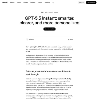 GPT‑5.5 Instant - Chat Bot AI Tool Screenshot