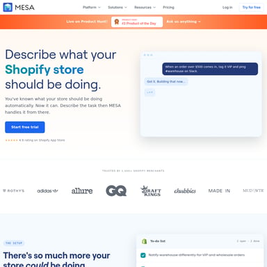 MESA - E-commerce AI Tool Screenshot