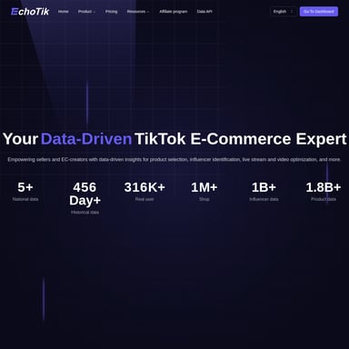 EchoTik.live - E-commerce AI Tool Screenshot