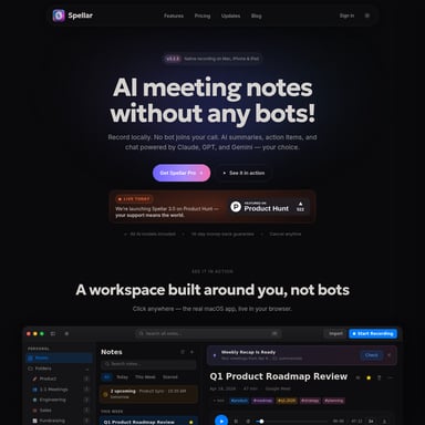 Spellar 3.0 - Meeting Assistant AI Tool Screenshot