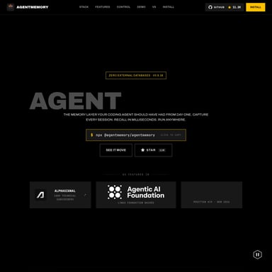 Agentmemory - Code & IT AI Tool Screenshot