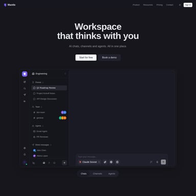 Mantle Chat - Productivity AI Tool Screenshot