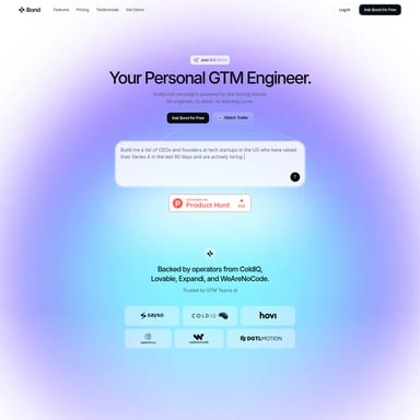 Bond - Sales & Marketing AI Tool Screenshot