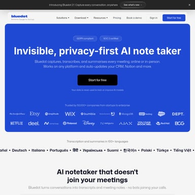 Bluedot 2.1 - Meeting Assistant AI Tool Screenshot