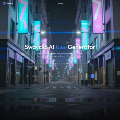 Swayclip AI Video Generator - Video AI Tool Screenshot
