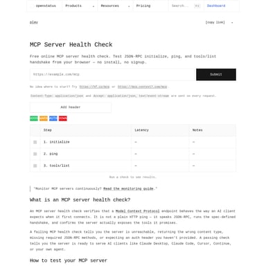 Openstatus MCP Health Checker - Code & IT AI Tool Screenshot