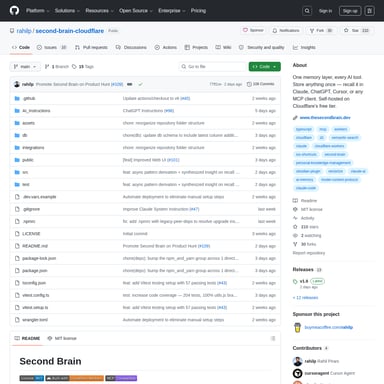 Second Brain for AI - Productivity AI Tool Screenshot