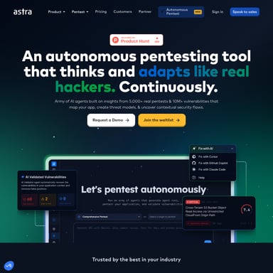 Astra Autonomous Pentest - Code & IT AI Tool Screenshot