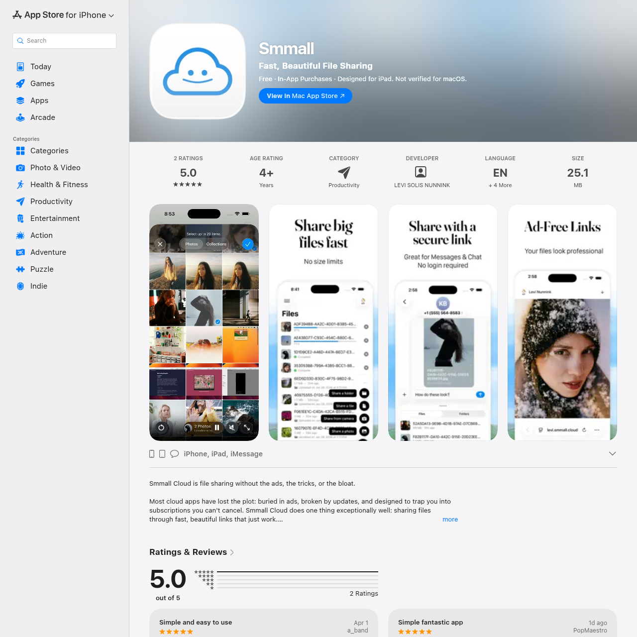 Smmall Cloud for iOS - 生产率 AI Tool Screenshot