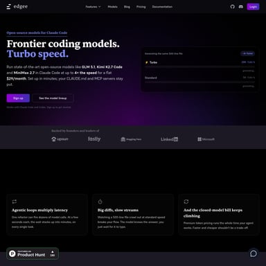 Edgee Turbo Models - Code & IT AI Tool Screenshot