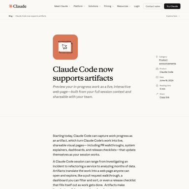 Claude Code Artifacts - Code & IT AI Tool Screenshot