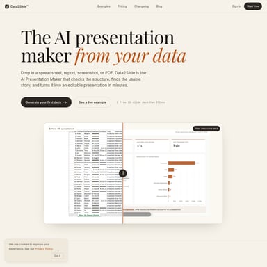 Data2Slide AI Presentation Maker - Productivity AI Tool Screenshot