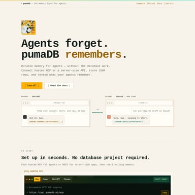 pumaDB - Код и IT AI Tool Screenshot