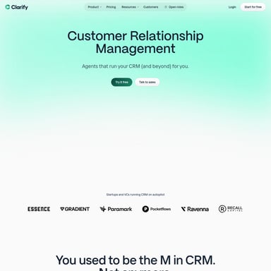 Customer Relationship Agents by Clarify - Продажи и Маркетинг AI Tool Screenshot