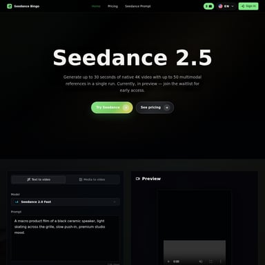 Seedance 2.5 - Video AI Tool Screenshot
