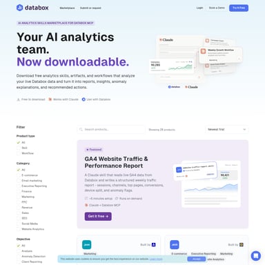 Skills Marketplace by Databox - Organisation und Automatisierung AI Tool Screenshot