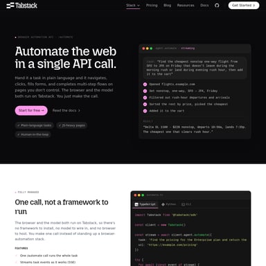Tabstack Browser Automation - Organizacja i Automatyzacja AI Tool Screenshot