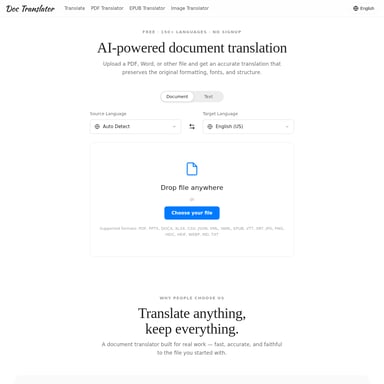 Doc Translator - Texte AI Tool Screenshot