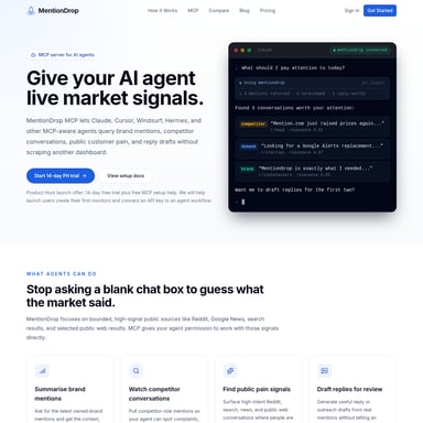MentionDrop MCP - Sales & Marketing AI Tool Screenshot