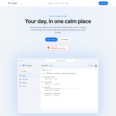 Sunrise - Productivity AI Tool Screenshot