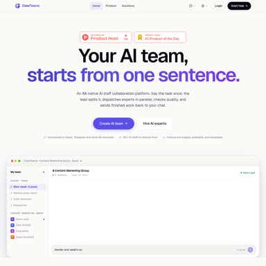 ClawTeams - Organisation und Automatisierung AI Tool Screenshot